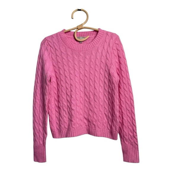 J. Crew Cashmere shrunken cable-knit crewneck sweater in Lotus Pink Size XS - Picture 1 of 10